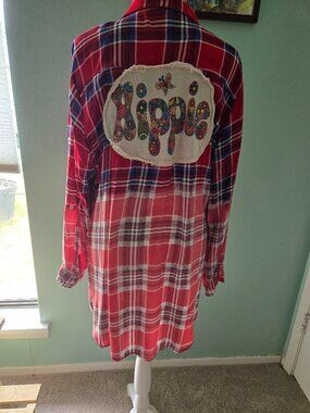 Fun BOHO JANE Plaid Button Down Blouse